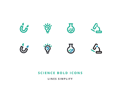 Science bold green icon line art mark science sign