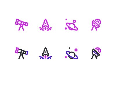 Space Icon bold icons line science signs space violet