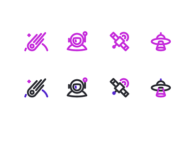 Space Icons Vol.2 bold icons line science signs space violet