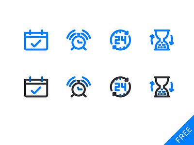 Time Icons 24h blue bold clock free icons lineart time