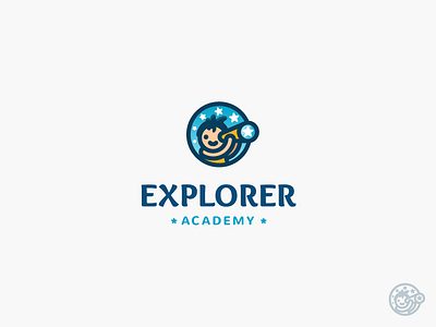 Explorer Academy Logo academy child education explorer kid logo mark night school stars symbol