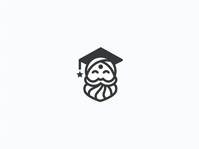 Class Guru beard education guru icon line logo mark school