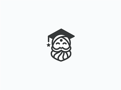 Class Guru beard education guru icon line logo mark school