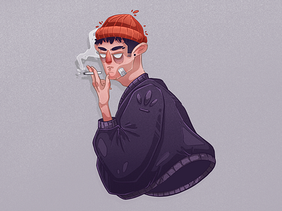 Fumeur | Illustration adidas boy character design cigarette illustration portrait procreate self sketch smoker smoking