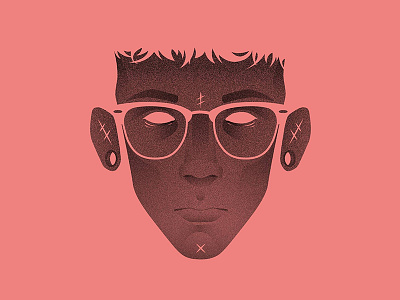 SelfPortrait dot dotwork face glasses pink portrait self portrait tunnels