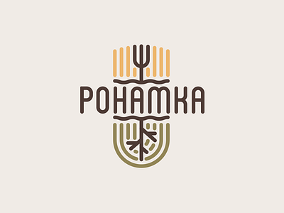 Pohamka bio buckwheat fork gluten free linear logo nature restaurant roots vegan vegetarian