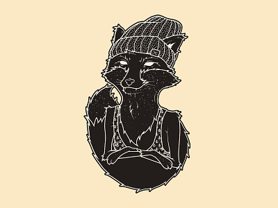 Mr. Fox animal black cap character fox illustraion monochrome sailor wolf