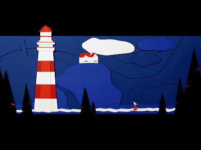 Lighthouse PaperCut craft handmade illustration layers lighthouse ocean paper papercraft papercut papercutting stopmotion