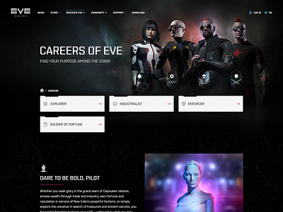 EVE Academy bread crumbs eve online navigation pink spaceships web design website