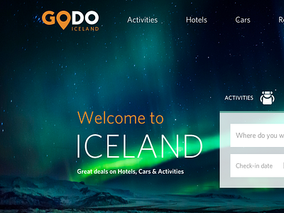 Go do Iceland Website iceland northern lights orange tourist web design website