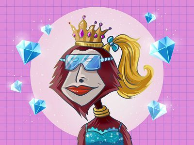 NFT Illustration - Princess Ape Diamond Club animation art blockchain character creative nft crypto illustration nft nft animation nft apes nft artwork nft character nft commission nft drawing nft fiverr nft games nft illustration nft image non fungible token