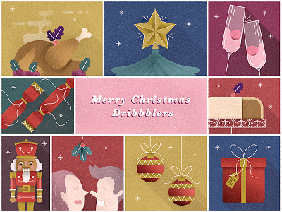 Merry Christmas Dribbblers christmas grain graphic design illustration texture vector ©isoflow