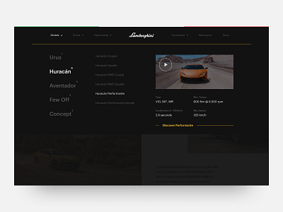 Daily UI #027 // Dropdown car car website clean ui daily ui dark ui dropdown menu minimal ui ui design ui ux web web design