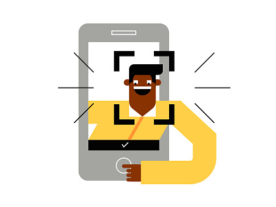 Selfie flat geometry guide illustration mobile app