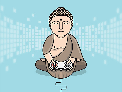 Gaming buddha buddha character controller design digital flat gaming illustration nintendo portal