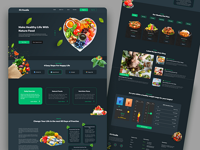 Nutrition website landing page design dark mode darkui design food landing page light mode nutrition ui ui ux ux web website