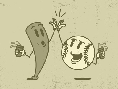 Beer & Baseball baseball beer cartoon design doodle highfive illustration maxfleischer sketch springtraining truegrit vector vintage