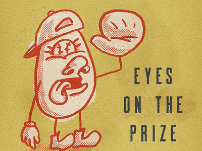 Eyes On The Prize baseball biscuit cartoon design doodle halftone illustration paper primary colors sketch texture truegrit