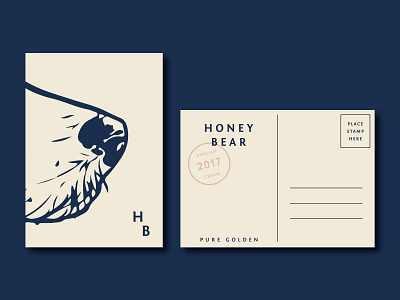 Honey Bear Postcard application branding design identity illustration logo postcard postcard design stamp typography