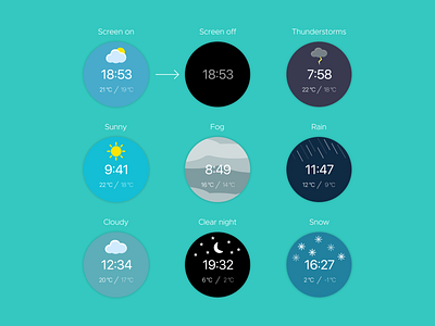 Weather Watch Faces design flat illustration ui vector watch