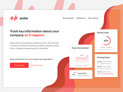 Pulse Analytics - Landing page analytics branding data design flat landing page web web design website