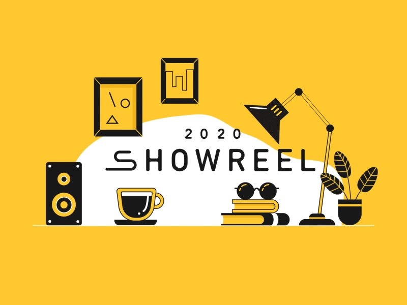 Showreel 2020 2020 books coffee desk explainer lamp motiongraphics office plant showreel speaker