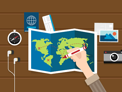 Planning a trip camera compass map passport roadtrip travel trip