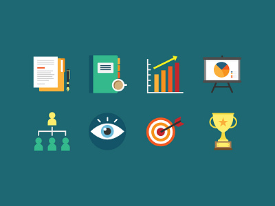 Business Icons 2 administration eye flat icon goal graphs icon pack icons iconset mission paperworks presentation report reports target trophy vector vision