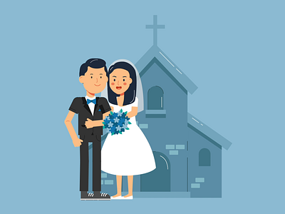 Wedding Kiss animated animation church couple explainer getting married hearts inlove kiss love love story lovers married married couple motion motion design motiongraphics wedding wedding animation weddings