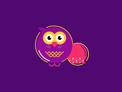 Bubble Owl animal art bubble creative illustration line logo design logo owl pink orange yellow white purple talk