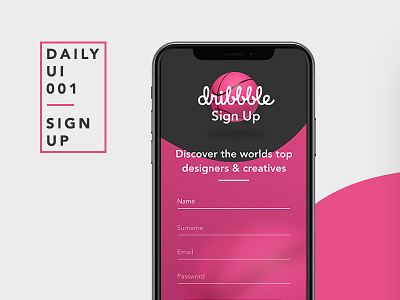 Daily UI #001 Sign Up 001 dailyshot dailyui design dribbble in mobile pink sign ui up uxui