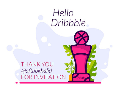 Hello Dribbble ! first shot illustration invitation thank you