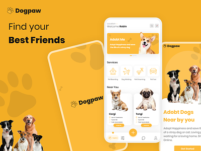 UI UX Pet Dogs branding graphic design pet adopt app design ui ux ui