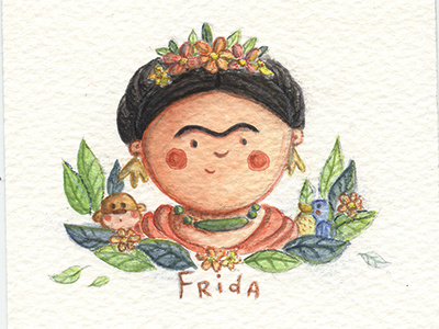 Frida artist child cute fanart frida frida khalo watercolor
