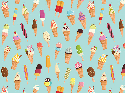Pattern with ice cream berry cold colorful cone cute ice cream pateern tasty vanilla