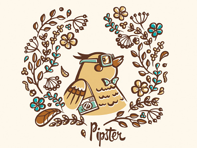Pipster birds flowers hipster