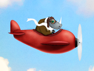 Flying Rhino — Splash screen aviator flying plane rhino