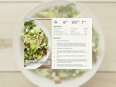 Design of a recipe page