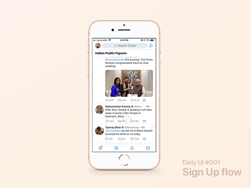 Sign up flow for Daily UI animation daily ui principle sign up twitter ux