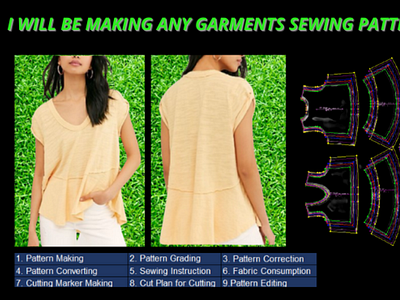 Sewing Patterns CAD/PDF, Grading, Marker, Print Designs