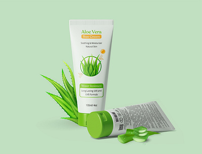 Aloe Vera Sun Cream label design clean design