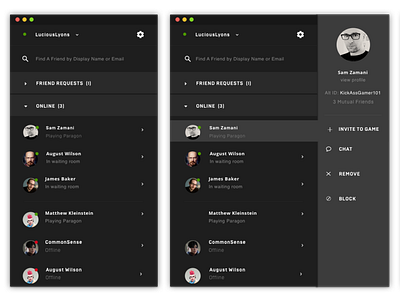 Desktop App Social Panel UI Exploration app ui