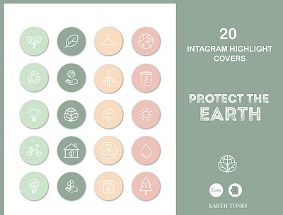 Earth Icons Instagram Highlight 3d animation branding composition design earth icons engagement post graphic design hand drawn highlight icon icon nature illustration instagram highlight instagram highlight cover logo motion graphics protect the earth save the planet ui