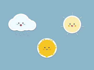 Weather Illustration Stickers cloud design icon illustration sketch sun ui uxui vector weather