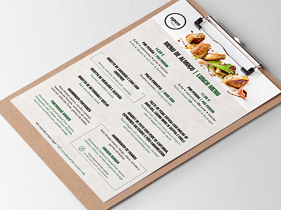 Restaurant Daily Menu for Inspira Open communication design graphic green health menu menu design mockup restaurant typography