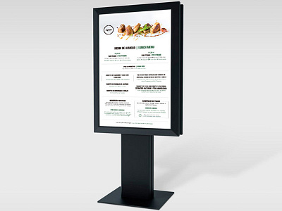 Display stand with Restaurant Daily Menu for Inspira Open communication design display graphic menu menu design mockup restaurant restaurant design restaurant menu stand typography