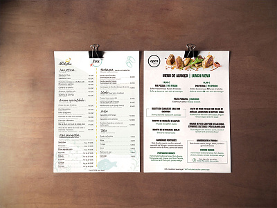 Two Restaurant Menu Design communication design graphic illustration menu mockup restaurant typography