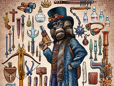 Gabriel Warwick Thorncastle ape baboon chet phillips illustration monkey steampunk