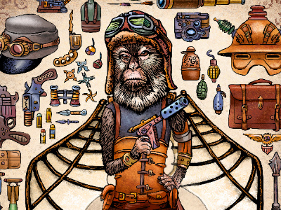 Steampunk Monkey Nation Portraits and Gear