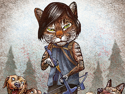 The Wagging Dead cat chet phillips chetart the walking dead